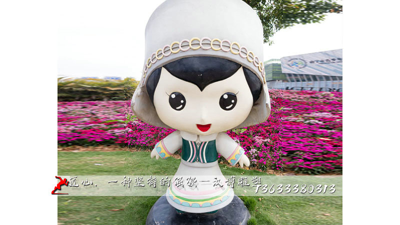 回族女娃娃雕像,人物铸铜雕塑,卡通人物铜雕