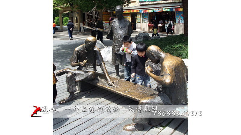 象棋文化铜雕,象棋主题雕塑,传统文化雕像