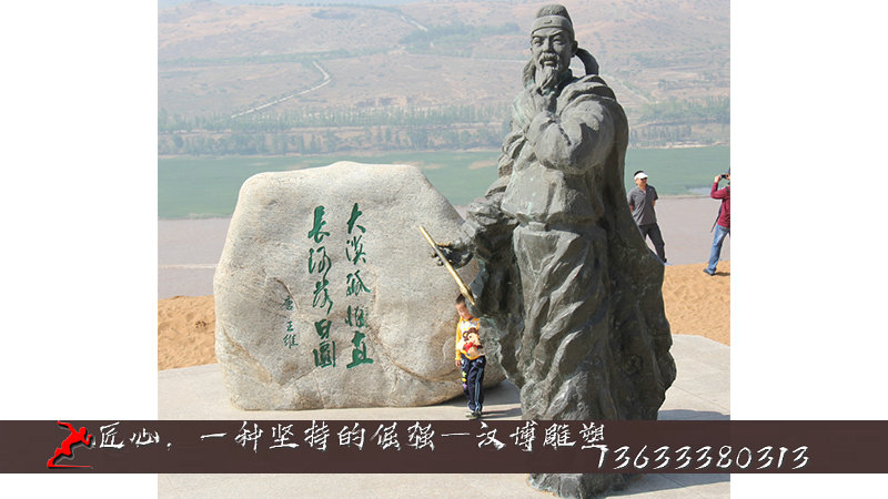 户外大型铜雕,王维人物塑像,历史文人雕塑
