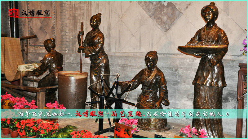 大型铜雕,纺织人物雕像,纪念馆雕塑