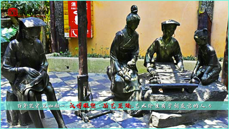 人物主题铜雕,织布雕像,文化艺术雕塑