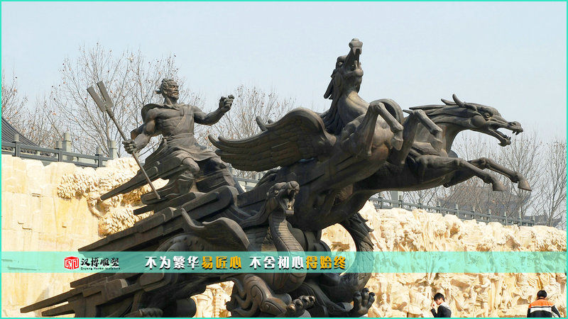 历史人物铜雕,大禹驾车雕像,纪念性雕塑