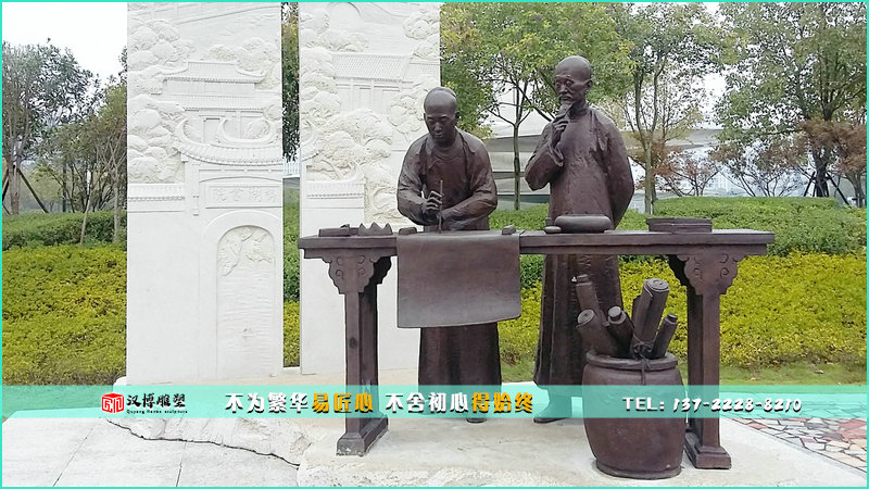 历史人物铜雕,写字雕像,历史文化雕塑