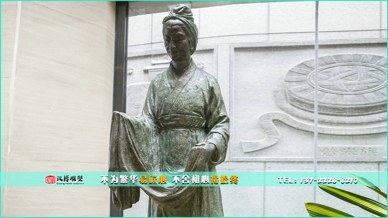 纺织人物铜雕,女子雕像,古街道雕塑