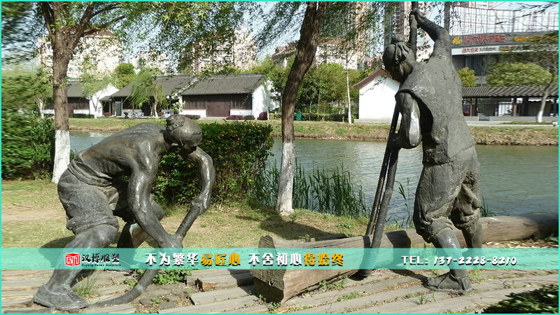古人物铜雕,劳动景观雕塑,步行街摆件