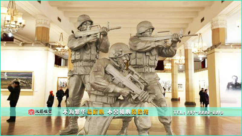 现代人物铜雕,武警雕像,博物馆雕塑